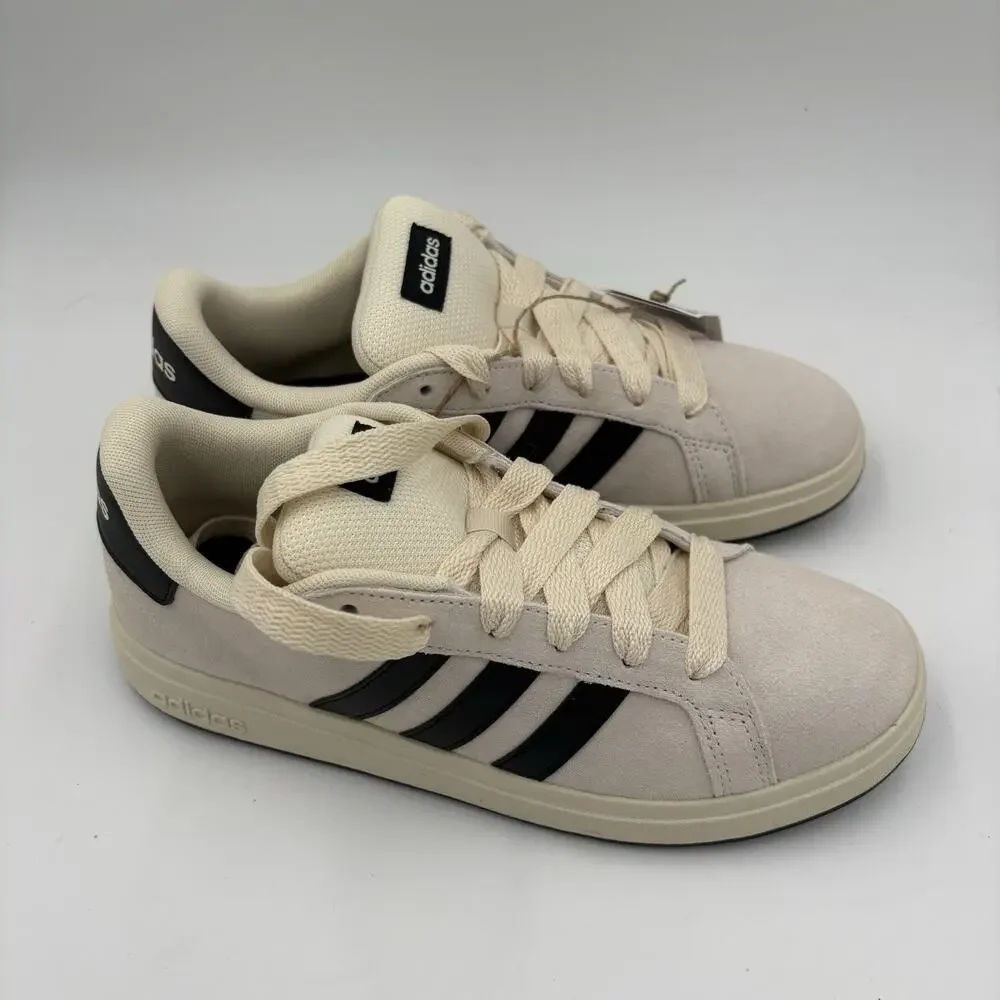 Adidas Grand Court 00s K Unisex Kids Size 5 Suede Beige And Black Sneakers New